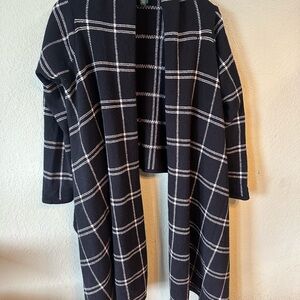 Ralph Lauren Black and White Plaid Open Cardigan 100% lambswool